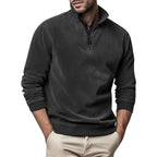 Men Sweater | Half-Zip Collar with Ribbed Cuffs and Hem
