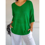 Women Sweater | Ribbed V-Neck Pullover with Long Sleeves