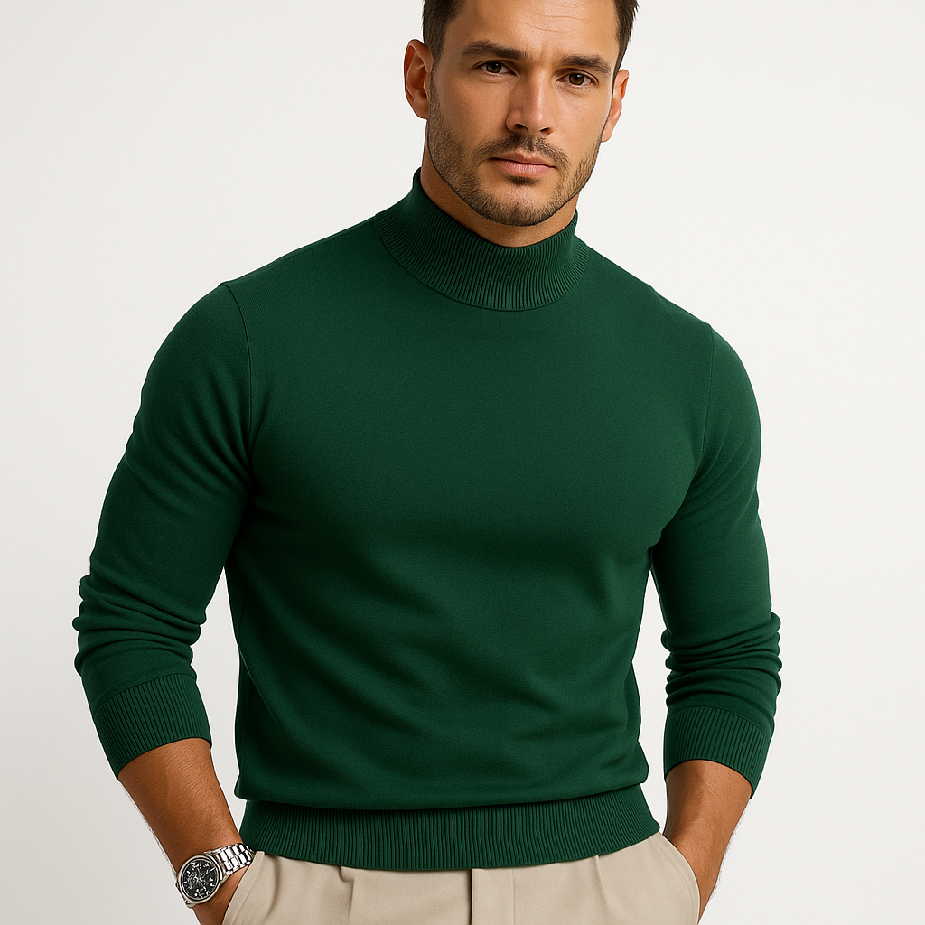 Men Sweater | Turtleneck Fitted Pullover Long Sleeve Cut