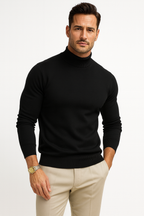 Men Sweater | Turtleneck Fitted Pullover Long Sleeve Cut
