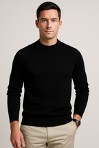 Men Sweatshirt | Ribbed Crew Neck Pullover with Fitted Hem