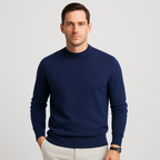 Men Sweatshirt | Ribbed Crew Neck Pullover with Fitted Hem