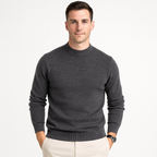 Men Sweatshirt | Ribbed Crew Neck Pullover with Fitted Hem