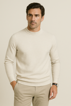 Men Sweatshirt | Ribbed Crew Neck Pullover with Fitted Hem