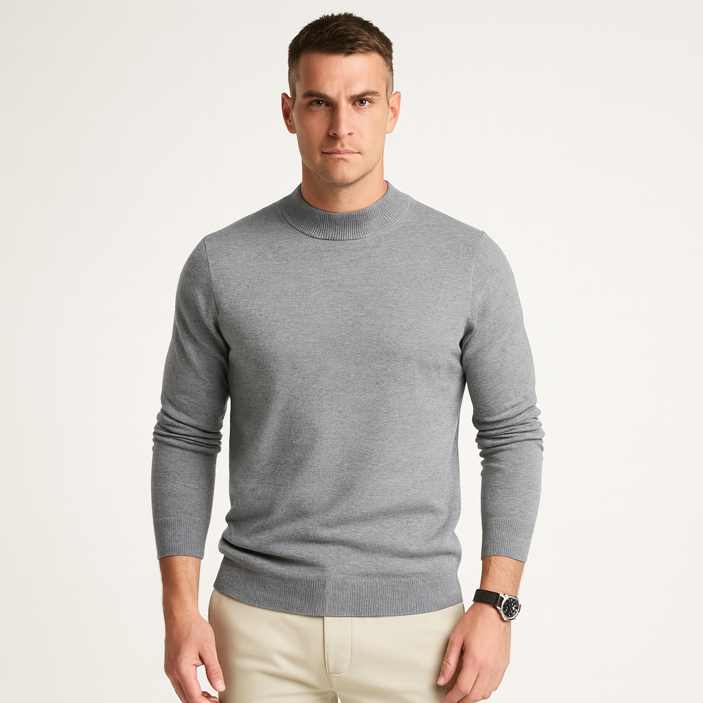 Men Sweatshirt | Ribbed Crew Neck Pullover with Fitted Hem