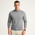 Men Sweatshirt | Ribbed Crew Neck Pullover with Fitted Hem
