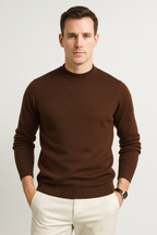 Men Sweatshirt | Ribbed Crew Neck Pullover with Fitted Hem