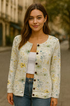 Women Cardigan | Round Neck Open Front Hip Length Fit