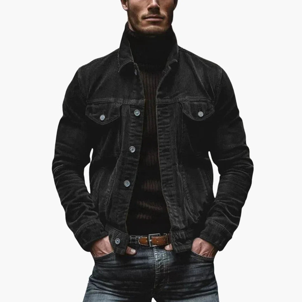 Men Jacket | Relaxed Fit Corduroy with Button-Front Closure