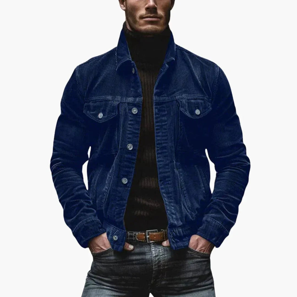 Men Jacket | Relaxed Fit Corduroy with Button-Front Closure
