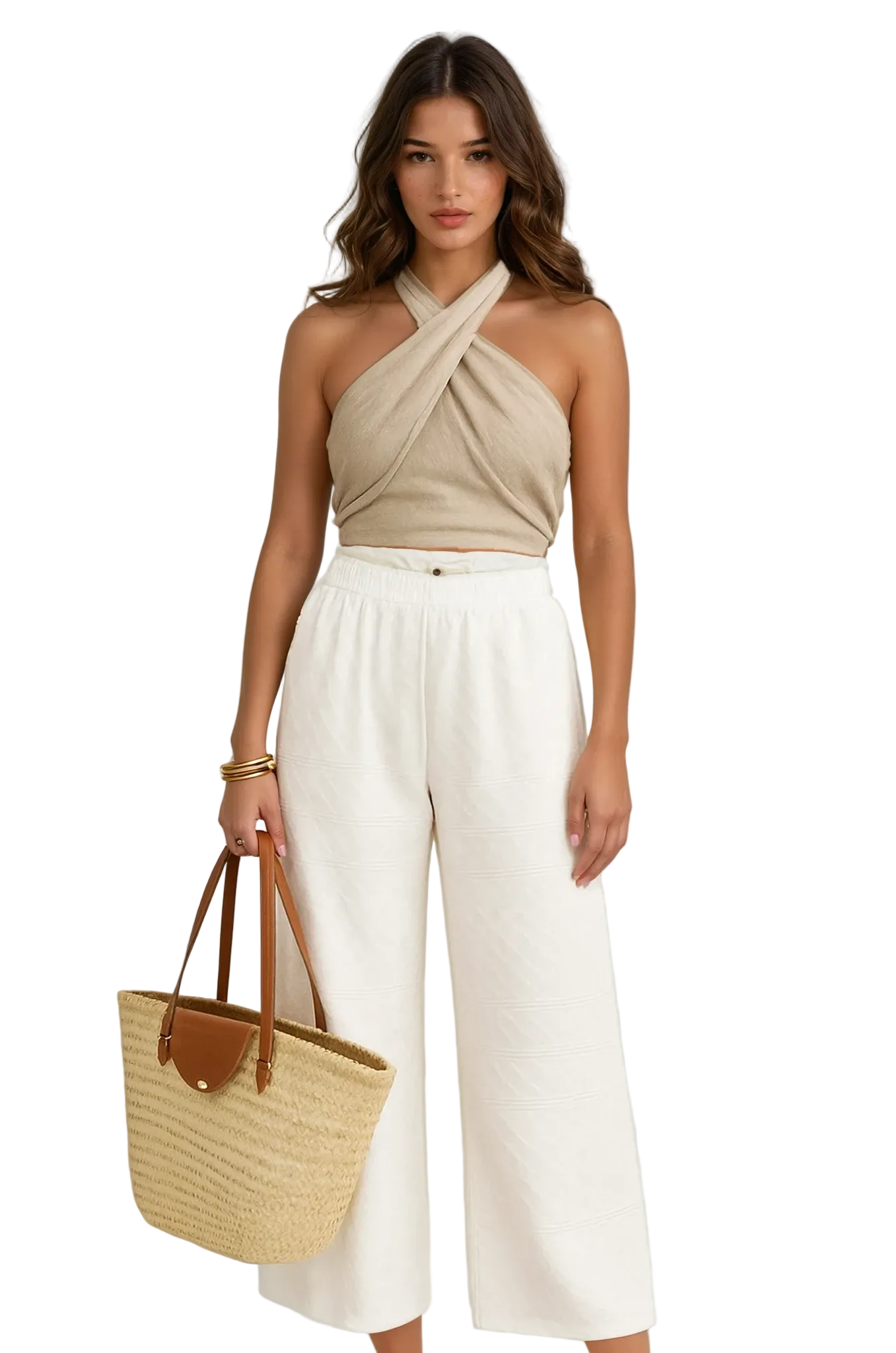 Crop Top Women Halter Neck Cropped Crisscross Design