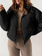 Women Puffer Jacket | Quilted Loose Fit with Zipper Front