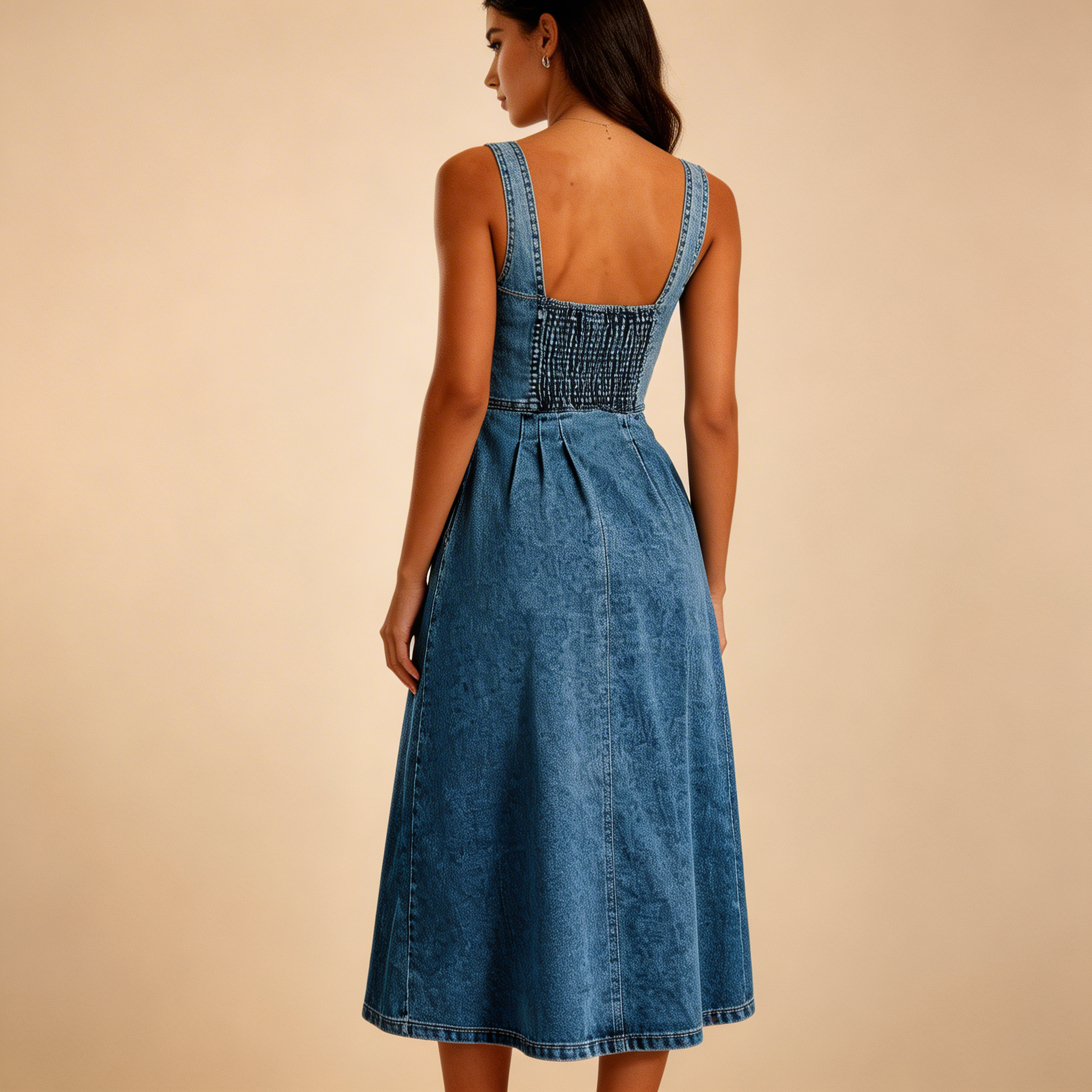 Dress Women Midi Sleeveless Button Front Tailored Fit