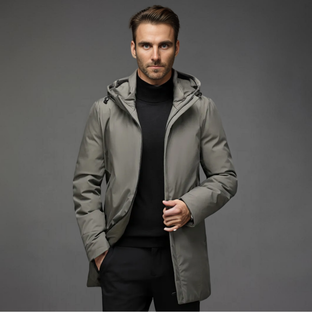 Men Jacket | Hooded Full-Zip Fitted Cold Weather Outerwear