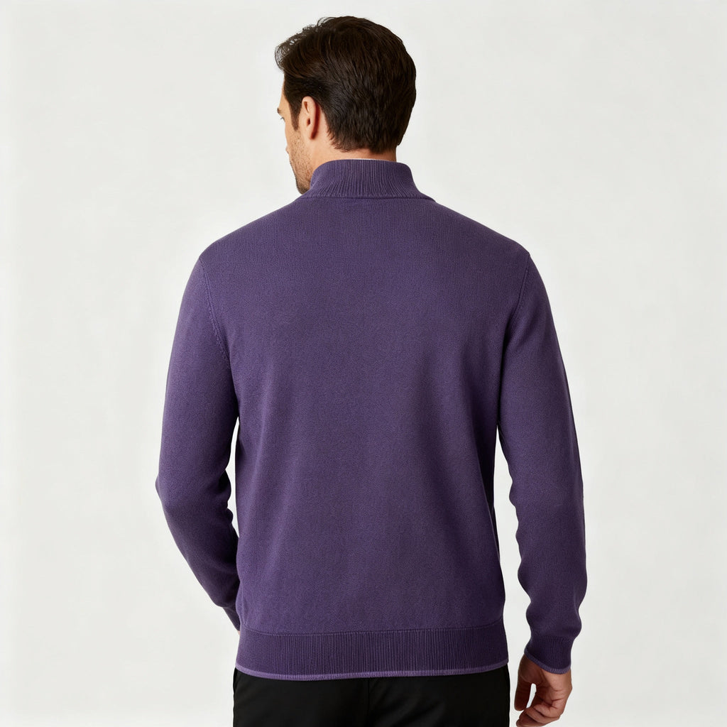 Men Sweater | V-Neck Fine Knit with Adjustable Front Zip