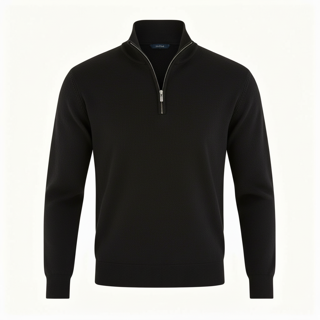 Men Sweater | V-Neck Fine Knit with Adjustable Front Zip