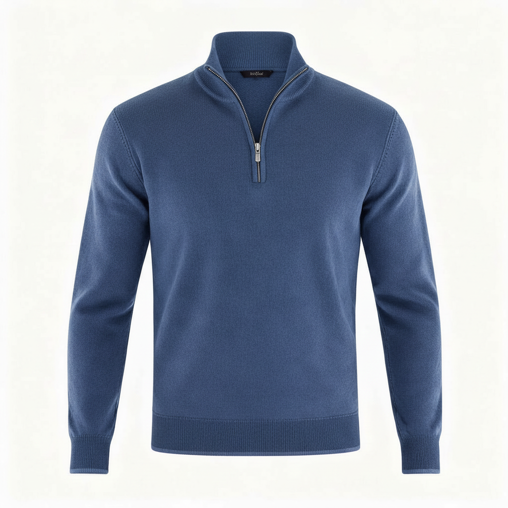Men Sweater | V-Neck Fine Knit with Adjustable Front Zip