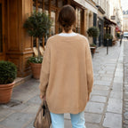 Women Cardigan | Loose Fit Round Neck with Front Pockets