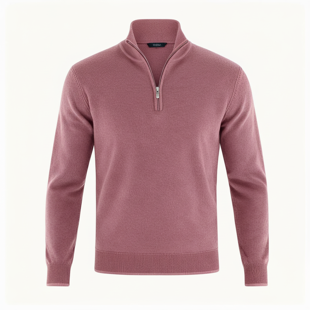 Men Sweater | V-Neck Fine Knit with Adjustable Front Zip