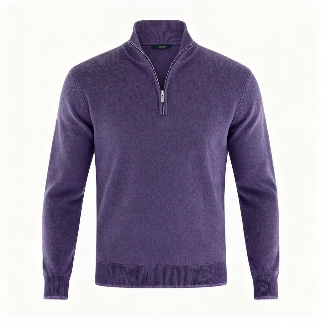 Men Sweater | V-Neck Fine Knit with Adjustable Front Zip