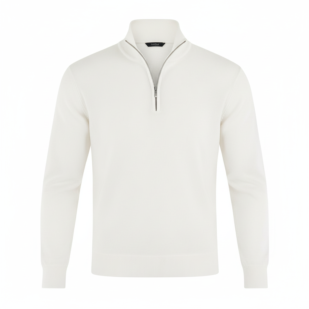 Men Sweater | V-Neck Fine Knit with Adjustable Front Zip