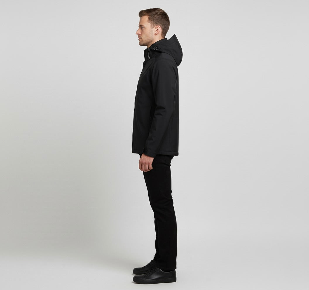 Men Jacket | Full-Zip Hip-Length Softshell Outerwear Fit