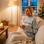 Women Sweater | Loose Fit Round Neck with Ribbed Cuffs