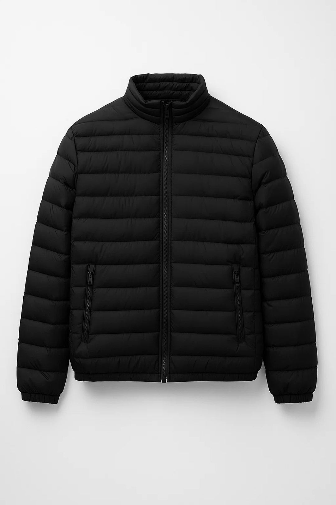 Men Jacket | Quilted Full-Zip with Elastic Cuffs Outdoor Fit