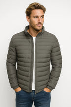 Men Jacket | Quilted Full-Zip with Elastic Cuffs Outdoor Fit