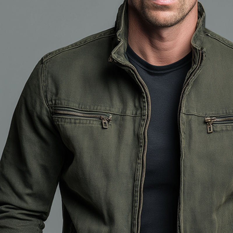 Men Jacket | Stand Collar Full-Zip Regular Fit Autumn Winter
