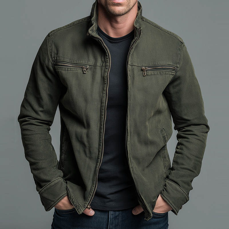 Men Jacket | Stand Collar Full-Zip Regular Fit Autumn Winter