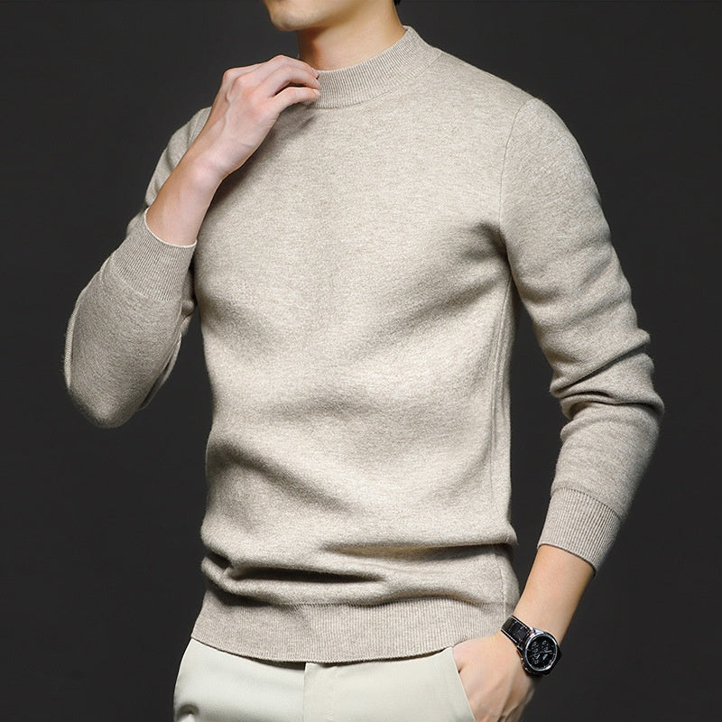 Men Sweatshirt | Ribbed Crew Neck Pullover with Fitted Hem