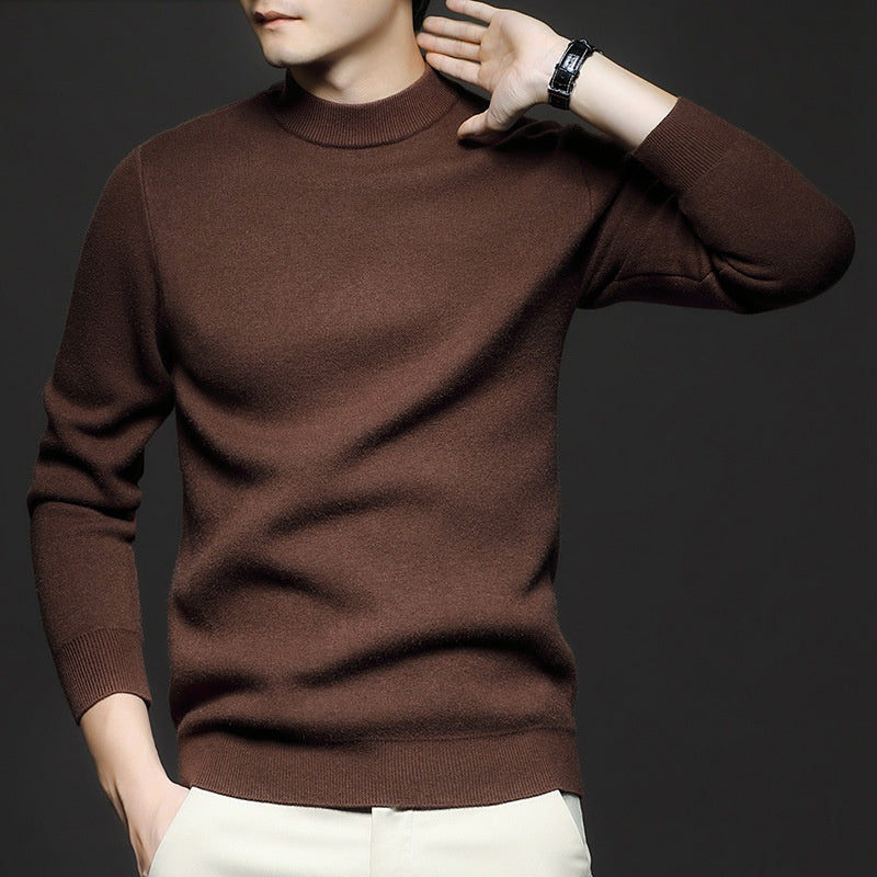 Men Sweatshirt | Ribbed Crew Neck Pullover with Fitted Hem