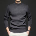 Men Sweatshirt | Ribbed Crew Neck Pullover with Fitted Hem
