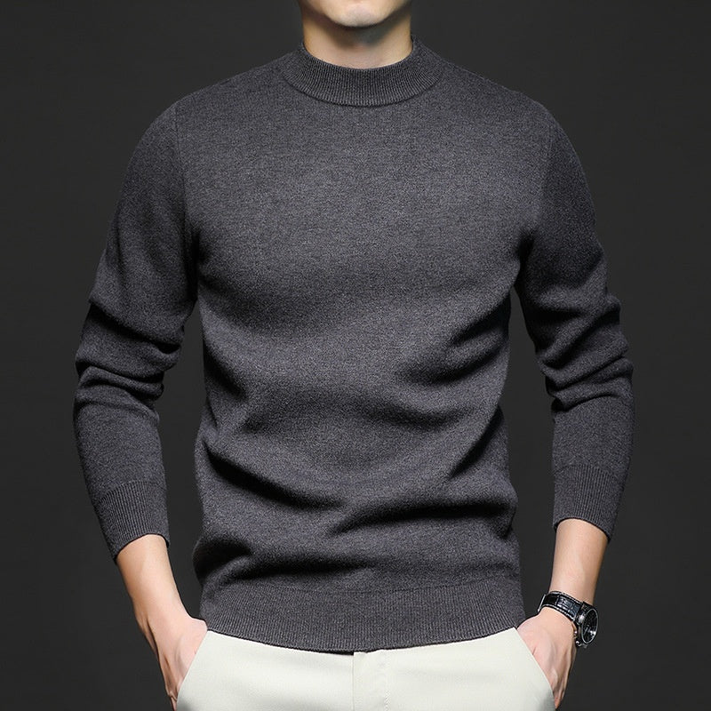 Men Sweatshirt | Ribbed Crew Neck Pullover with Fitted Hem