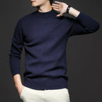 Men Sweatshirt | Ribbed Crew Neck Pullover with Fitted Hem