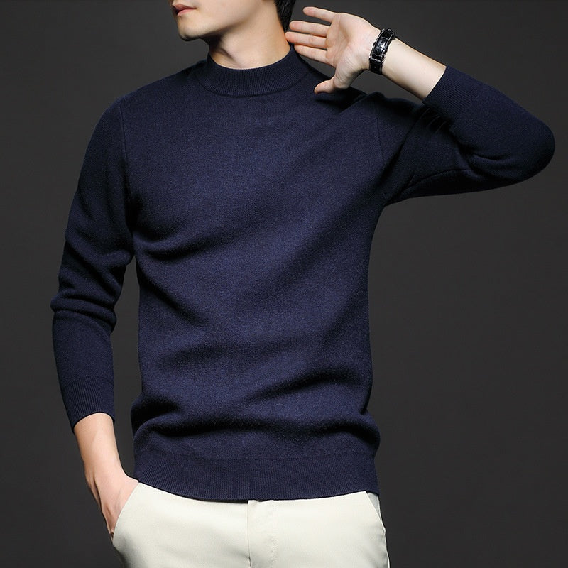 Men Sweatshirt | Ribbed Crew Neck Pullover with Fitted Hem