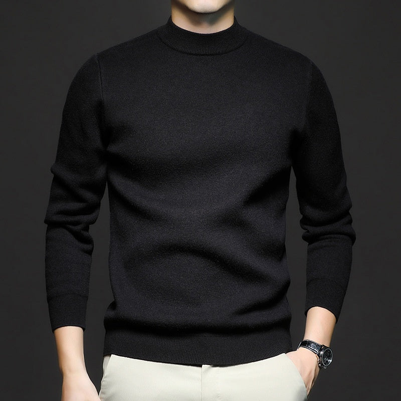 Men Sweatshirt | Ribbed Crew Neck Pullover with Fitted Hem