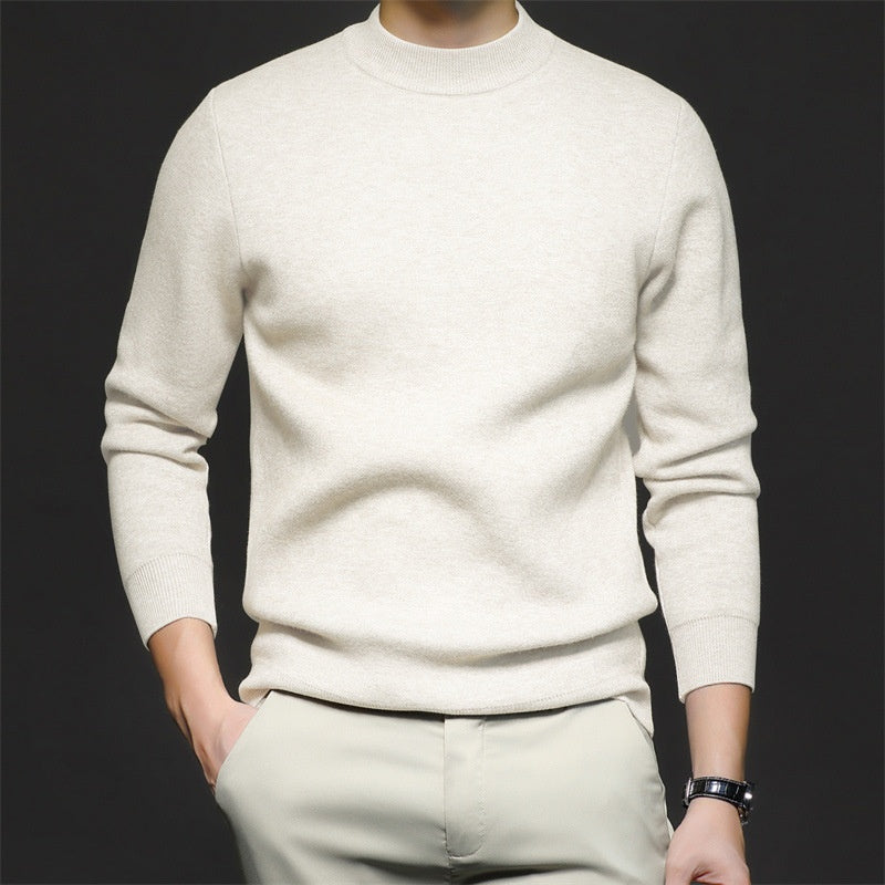 Men Sweatshirt | Ribbed Crew Neck Pullover with Fitted Hem