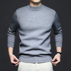 Men Sweatshirt | Ribbed Crew Neck Pullover with Fitted Hem
