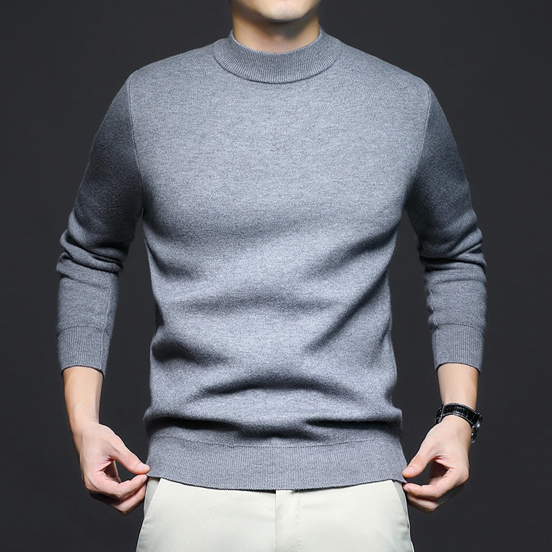 Men Sweatshirt | Ribbed Crew Neck Pullover with Fitted Hem