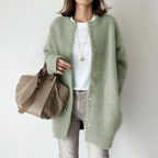 Women Cardigan | Loose Fit Round Neck with Front Pockets