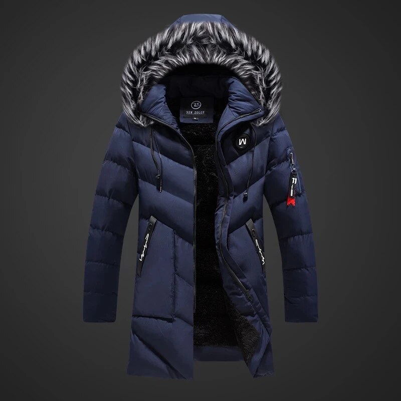 Men Coat | Long Hooded Cut with Zip and Snap Closure