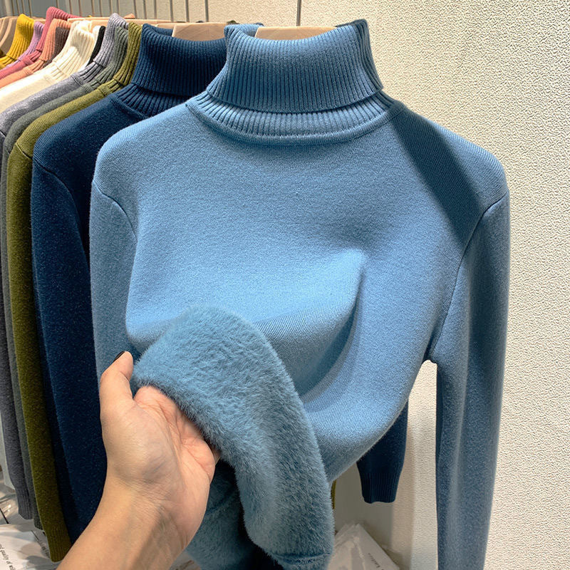 Women Sweater | High Collar Pullover with Internal Lining
