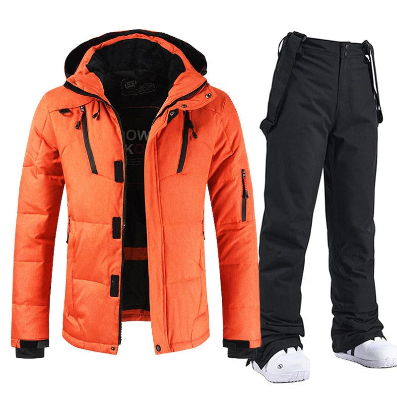 Men Suit Ski | Two-Piece Insulated Set with Bib Trousers