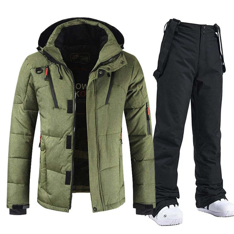 Men Suit Ski | Two-Piece Insulated Set with Bib Trousers