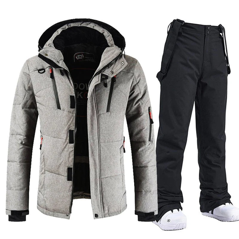 Men Suit Ski | Two-Piece Insulated Set with Bib Trousers