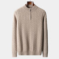 Men Sweater | Cable Knit Half-Zip Standing Collar Regular Fit