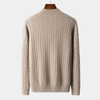 Men Sweater | Cable Knit Half-Zip Standing Collar Regular Fit