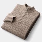 Men Sweater | Cable Knit Half-Zip Standing Collar Regular Fit